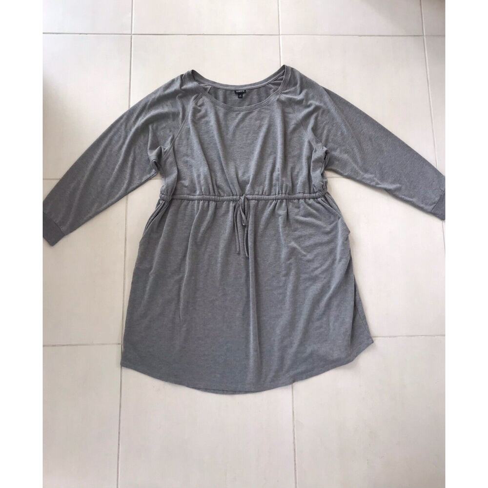Torrid Mini Dress Pullover Drawstring Waist Gray